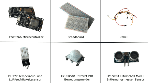 microcontroller, breadboard and sensors